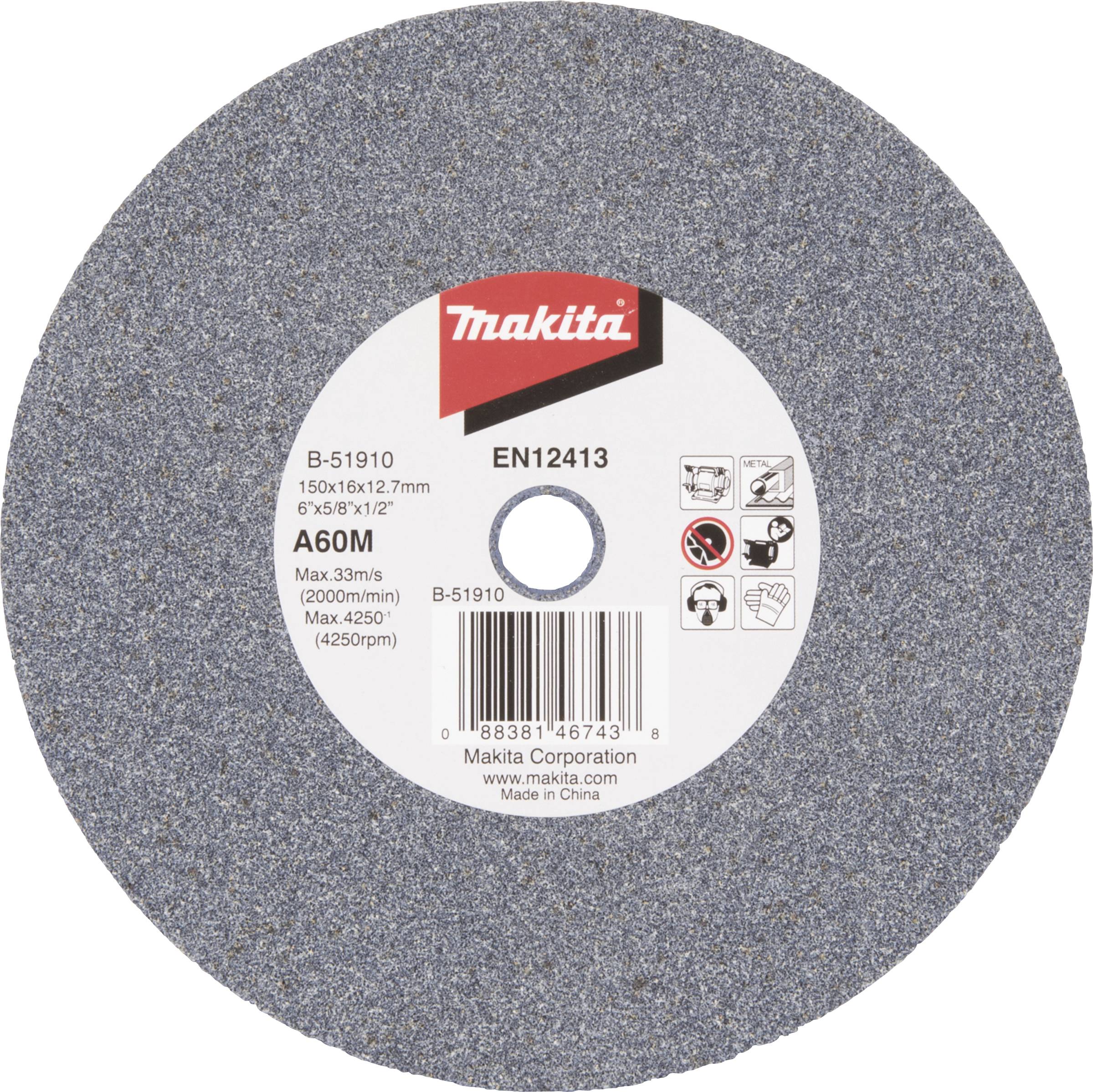 Makita B-51910 Schleifstein A60M 150x16x12,7 B-51910 Durchmesser 150mm 1St.