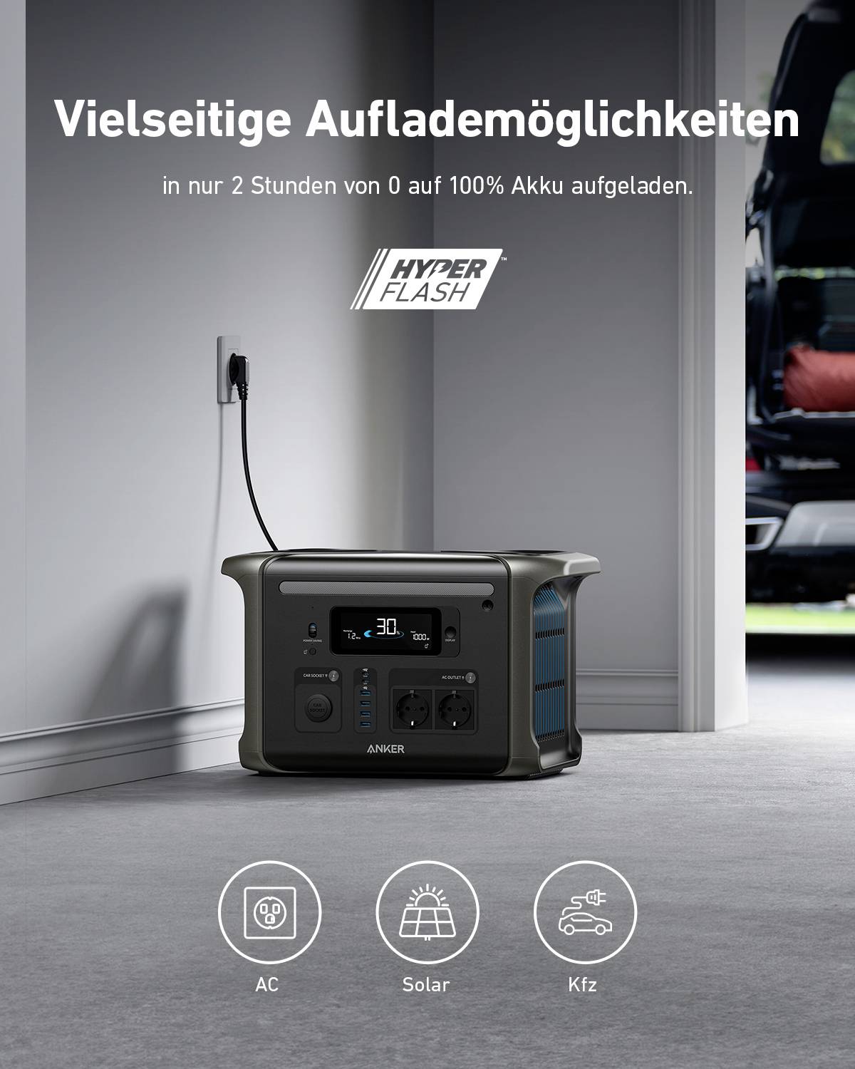 Anker SOLIX F1500 Powerstation 480Ah Lithiumeisenphosphat LED Taschenlampe, Outdoor