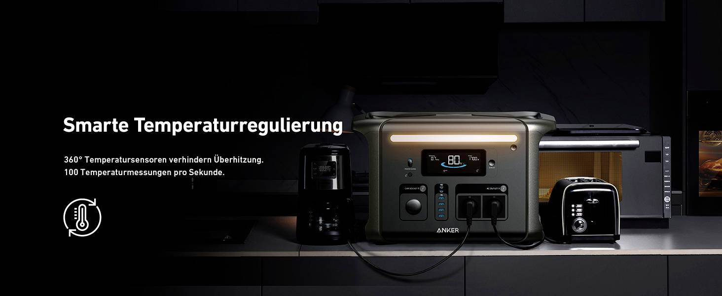 Anker SOLIX F1500 Powerstation 480Ah Lithiumeisenphosphat LED Taschenlampe, Outdoor