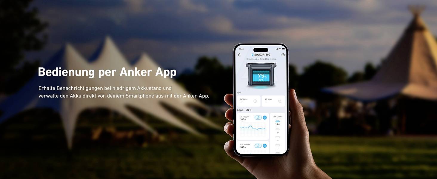 Anker SOLIX F1500 Powerstation 480000 mAh Lithiumeisenphosphat LED Taschenlampe, Outdoor