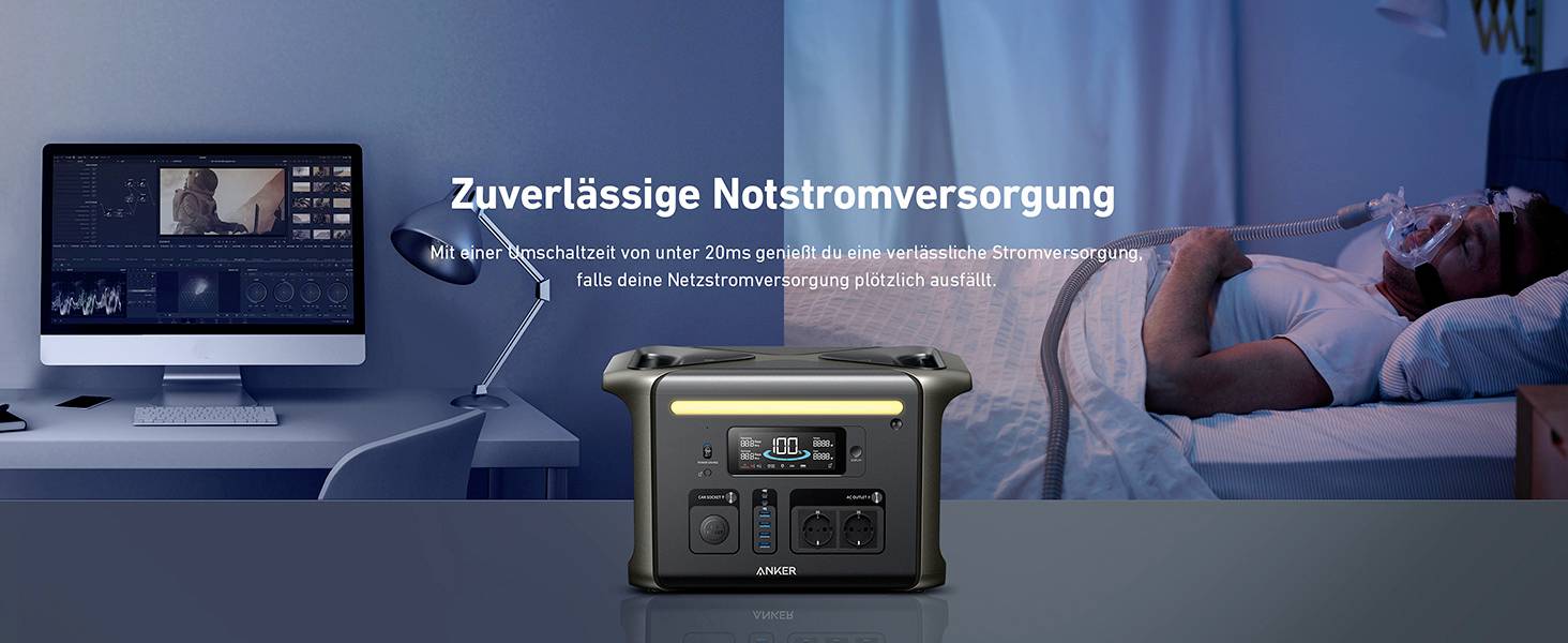 Anker SOLIX F1500 Powerstation 480000 mAh Lithiumeisenphosphat LED Taschenlampe, Outdoor