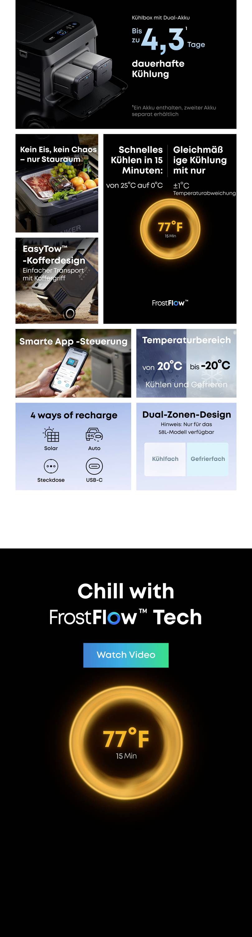 Anker SOLIX EverFrost 2 Akku-Kühlbox EEK: B (A - G) 40l -20°C bis 20°C