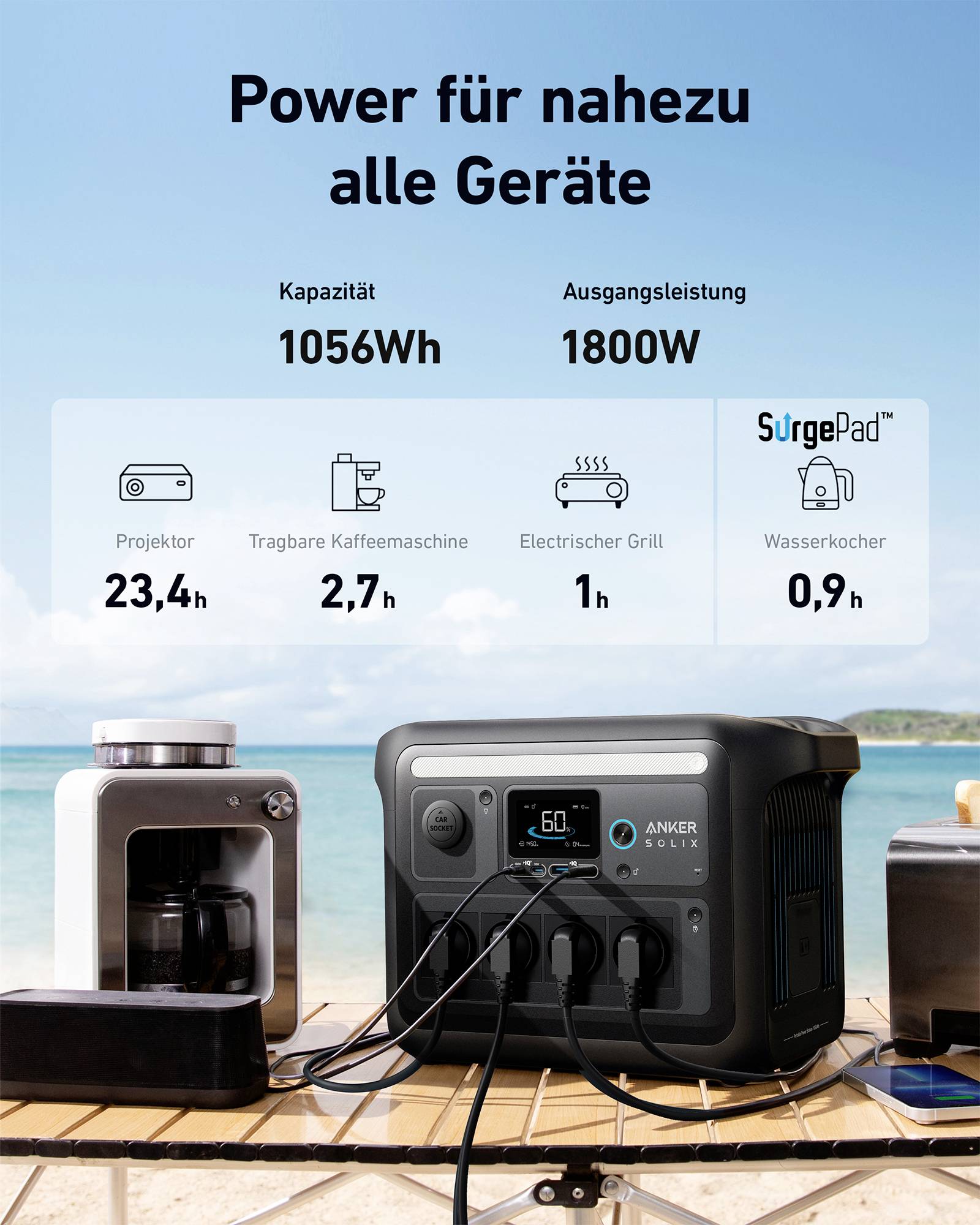 Anker SOLIX C1000X Powerstation Lithiumeisenphosphat Outdoor