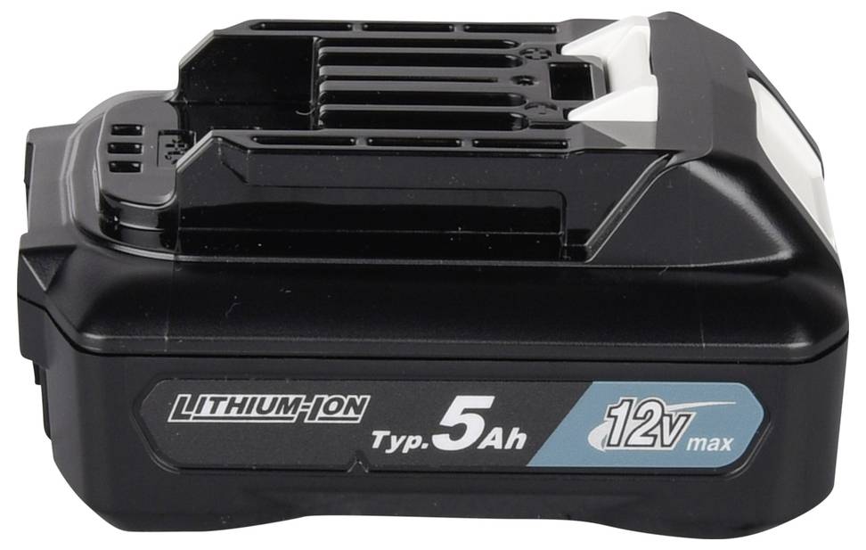 Schwarze Lithium-Ionen-Elektrowerkzeugbatterie mit der Bezeichnung 