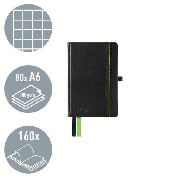 Leitz 44790095 Notizbuch kariert Schwarz Anzahl der Blätter: 80 DIN A6