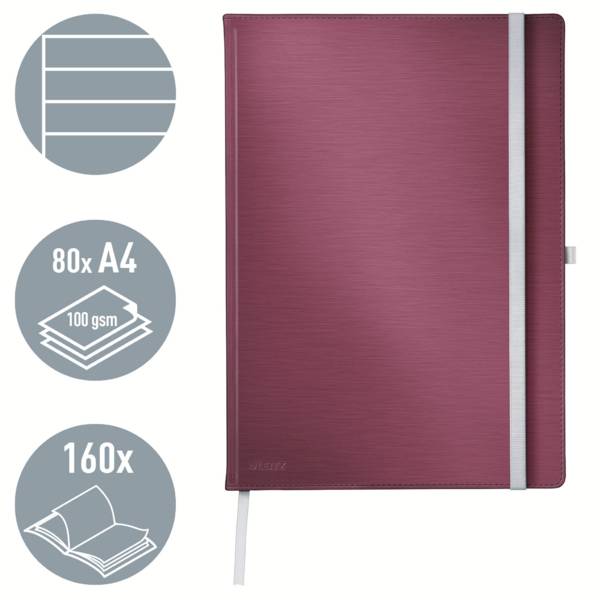Leitz 44751028 Notizbuch liniert Granat Rot Anzahl der Blätter: 80 DIN A4