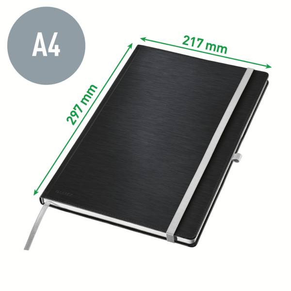 Leitz 44761094 Notizbuch kariert Satin Schwarz Anzahl der Blätter: 80 DIN A4