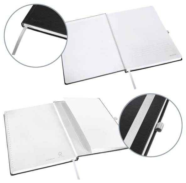 Leitz 44861094 Notizbuch kariert Satin Schwarz 80 Blatt DIN A5