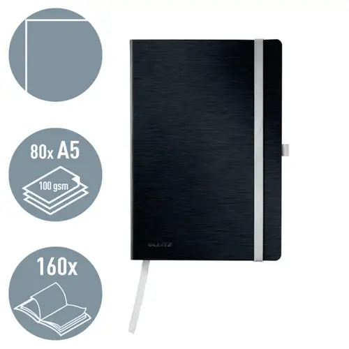 Leitz 44531094 Notizbuch blanko Satin Schwarz Anzahl der Blätter: 80 DIN A5 Leitz 44531094 Notizbuch blanko Satin Schwarz Anzahl der Blätter: 80 DIN A5