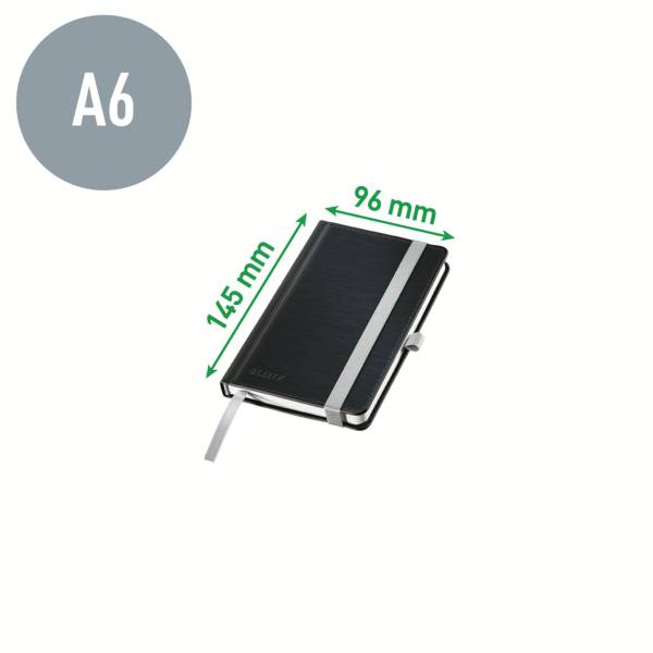 Leitz 44911094 Notizbuch kariert Satin Schwarz Anzahl der Blätter: 80 DIN A6