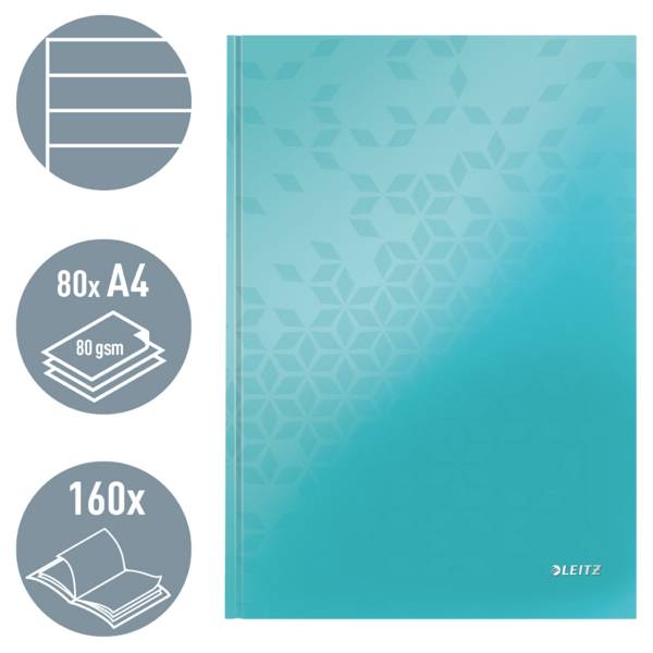 Leitz 46251051 Notizbuch liniert Eisblau Anzahl der Blätter: 80 DIN A4