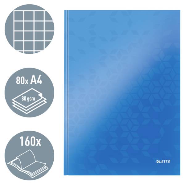 Leitz 46261036 Notizbuch kariert Blau Anzahl der Blätter: 80 DIN A4