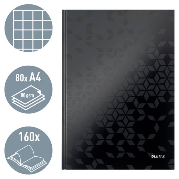 Leitz 46261095 Notizbuch kariert Schwarz Anzahl der Blätter: 80 DIN A4