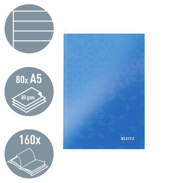 Leitz 46271036 Notizbuch liniert Blau Anzahl der Blätter: 80 DIN A5