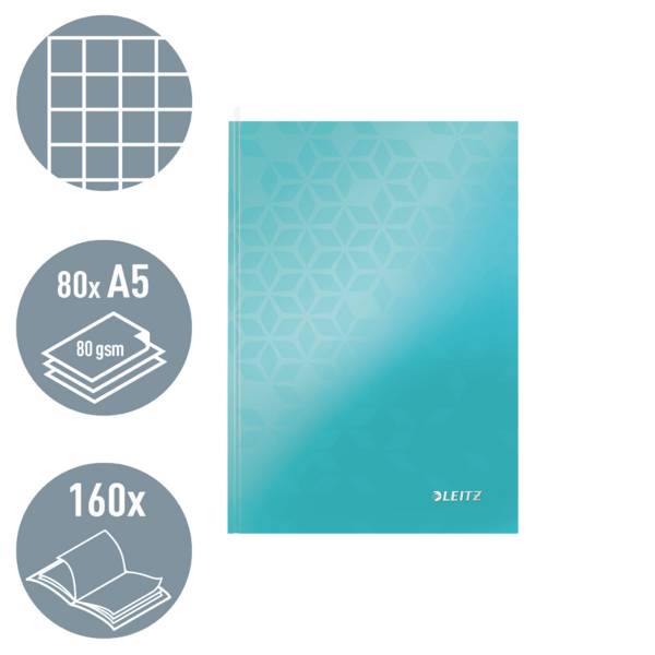 Leitz 46281051 Notizbuch kariert Eisblau Anzahl der Blätter: 80 DIN A5