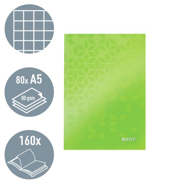 Leitz 46281054 Notizbuch kariert Grün Anzahl der Blätter: 80 DIN A5