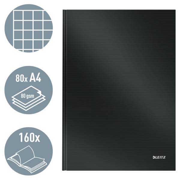 Leitz 46640095 Notizbuch kariert Schwarz Anzahl der Blätter: 80 DIN A4