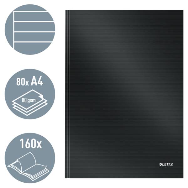 Leitz 46650095 Notizbuch liniert Schwarz Anzahl der Blätter: 80 DIN A4
