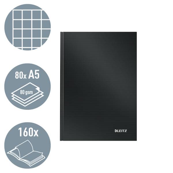Leitz 46660095 Notizbuch kariert Schwarz Anzahl der Blätter: 80 DIN A5