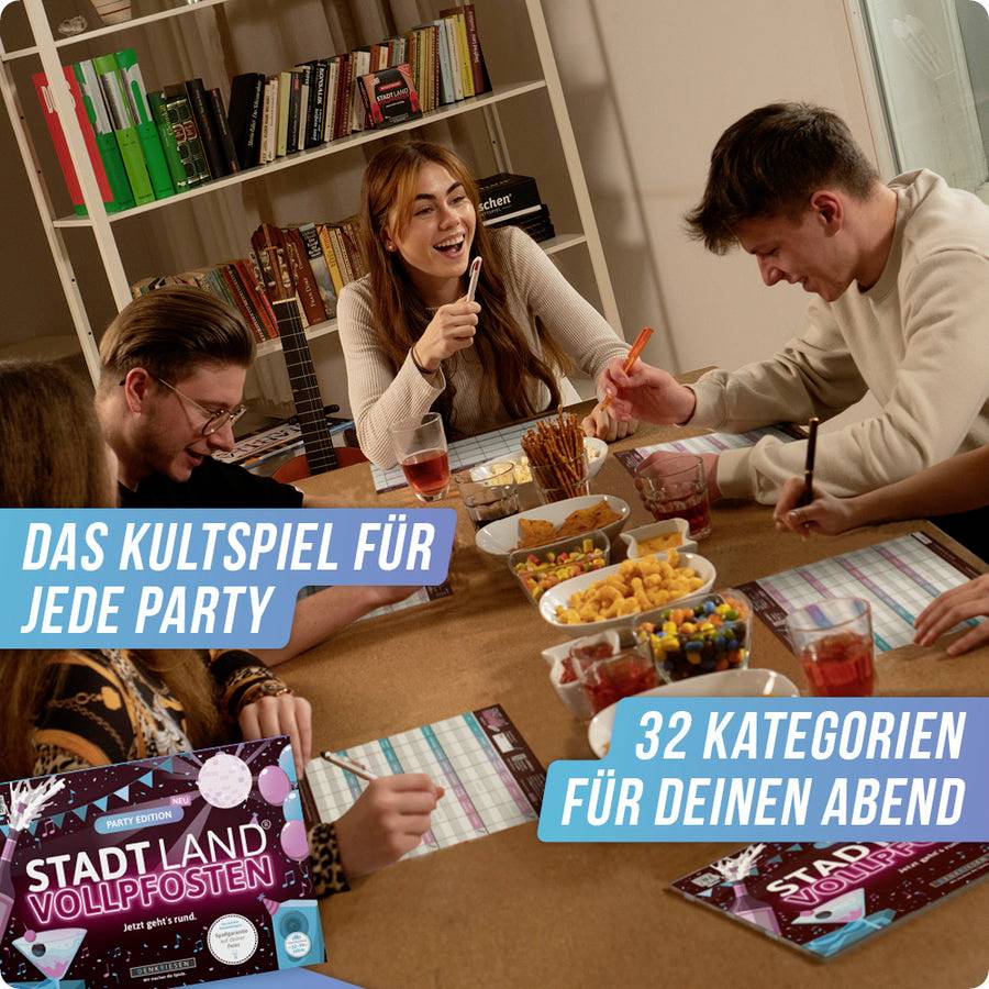 D&R Denkriesen STADT LAND VOLLPFOSTEN® - Party Edition 4260528093908 Anzahl Spieler (max.): 50