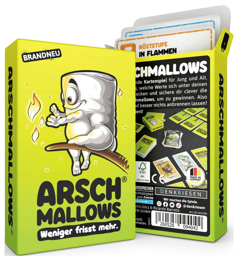 D&R Denkriesen ARSCHMALLOWS - weniger frisst mehr 4260528094042 Anzahl Spieler (max.): 6