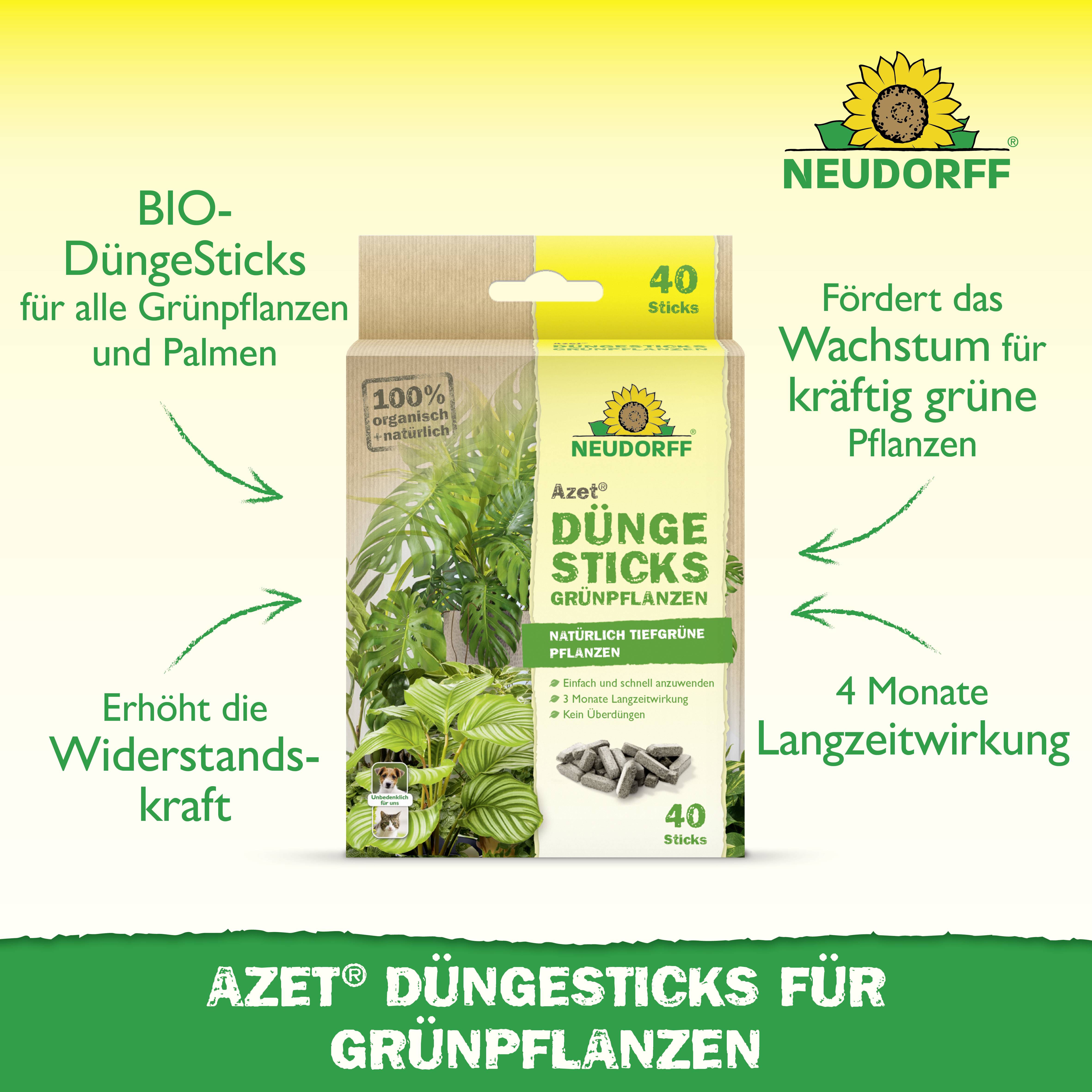 Neudorff 01418 Azet DüngeSticks für Grünpflanzen 40St.