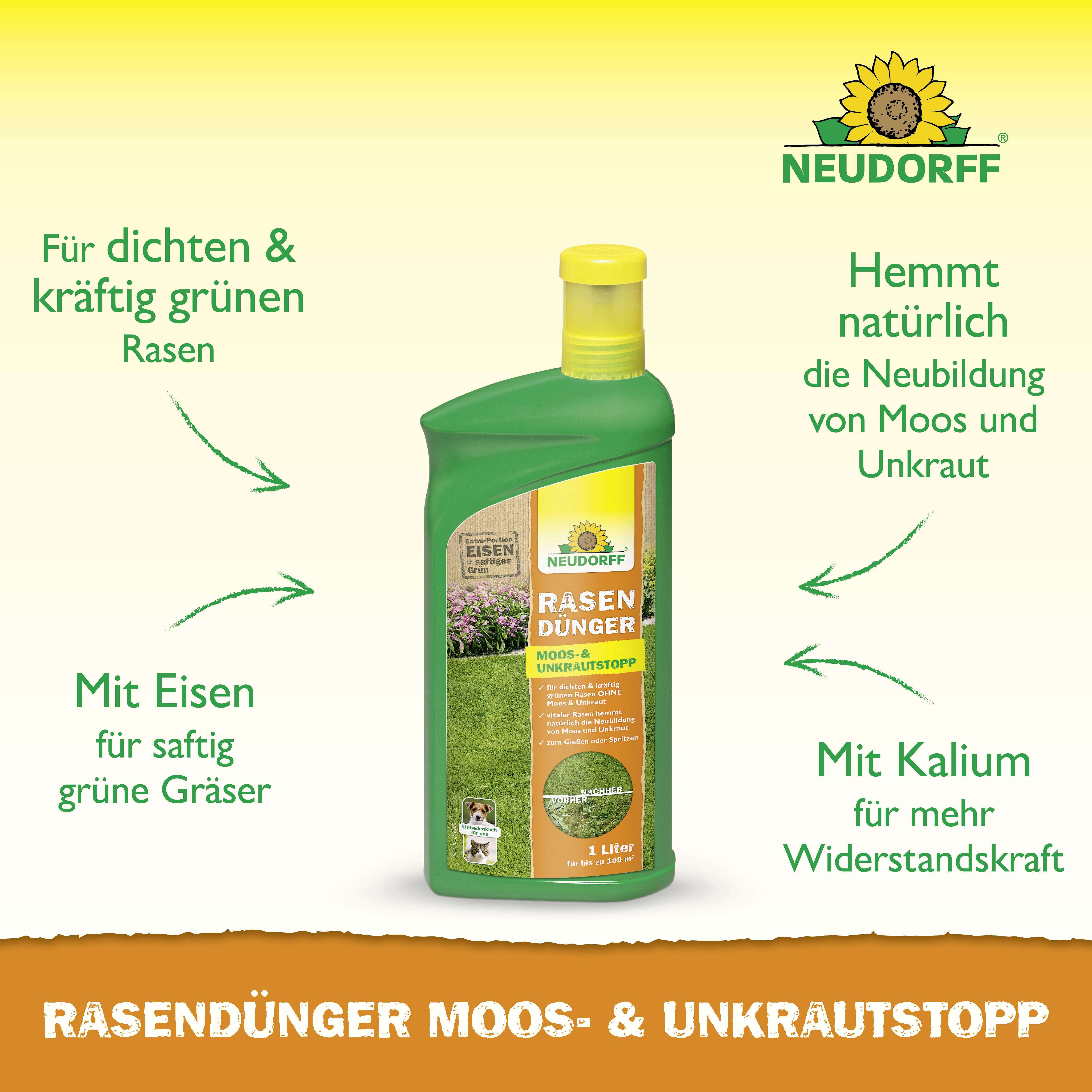 Neudorff 01281 Azet Rasendünger Moos- & Unkraut-Stopp 1l