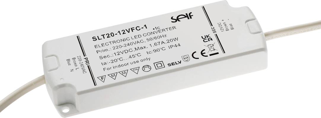Self Electronics SLT20-12VFC-1 LED-Treiber 20W 12V 1St.