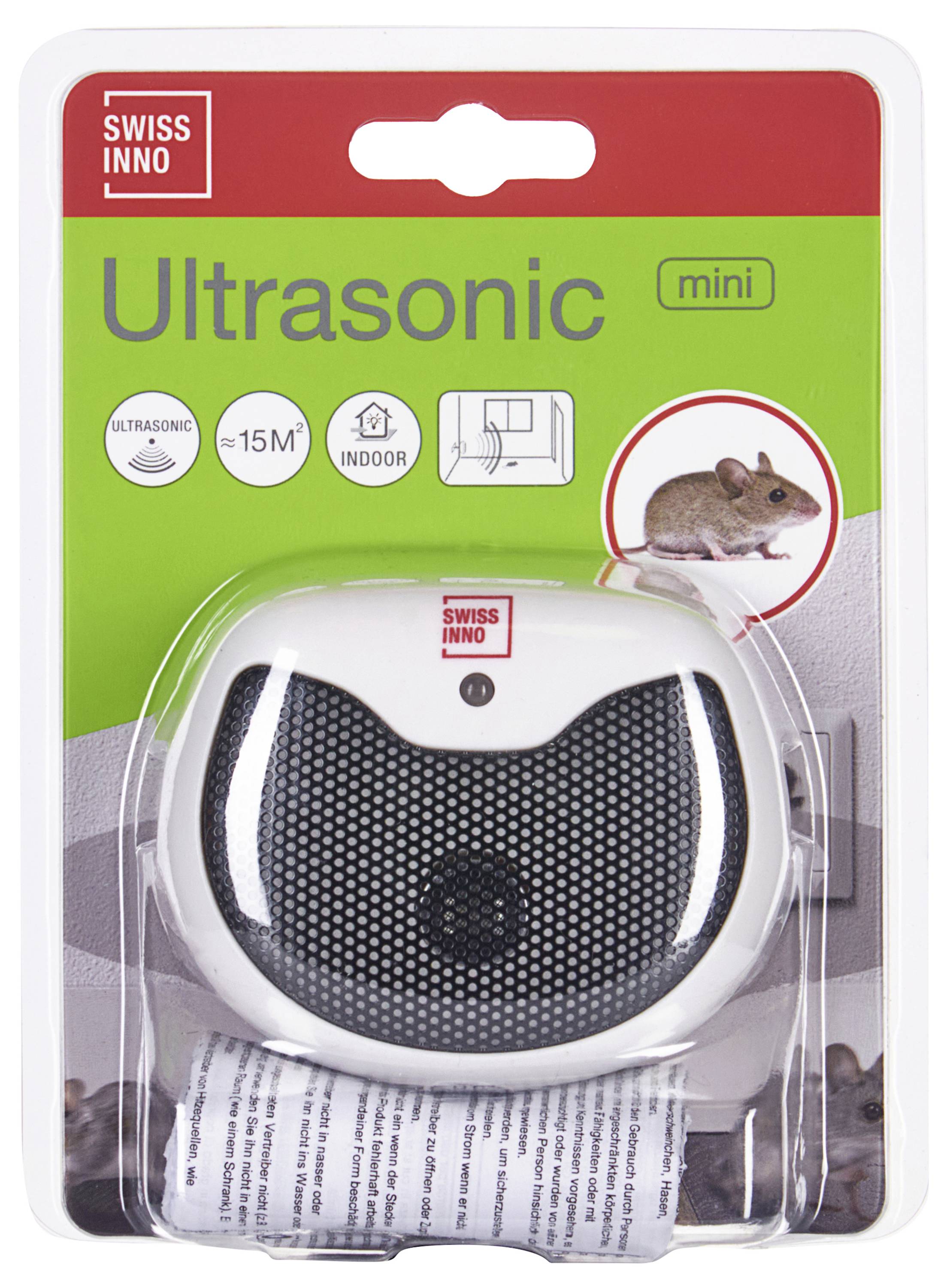 Swissinno Mini Ultraschall Indoor Nagetier Abwehr Funktionsart Abschreckung Wirkungsbereich 15m² 1St.