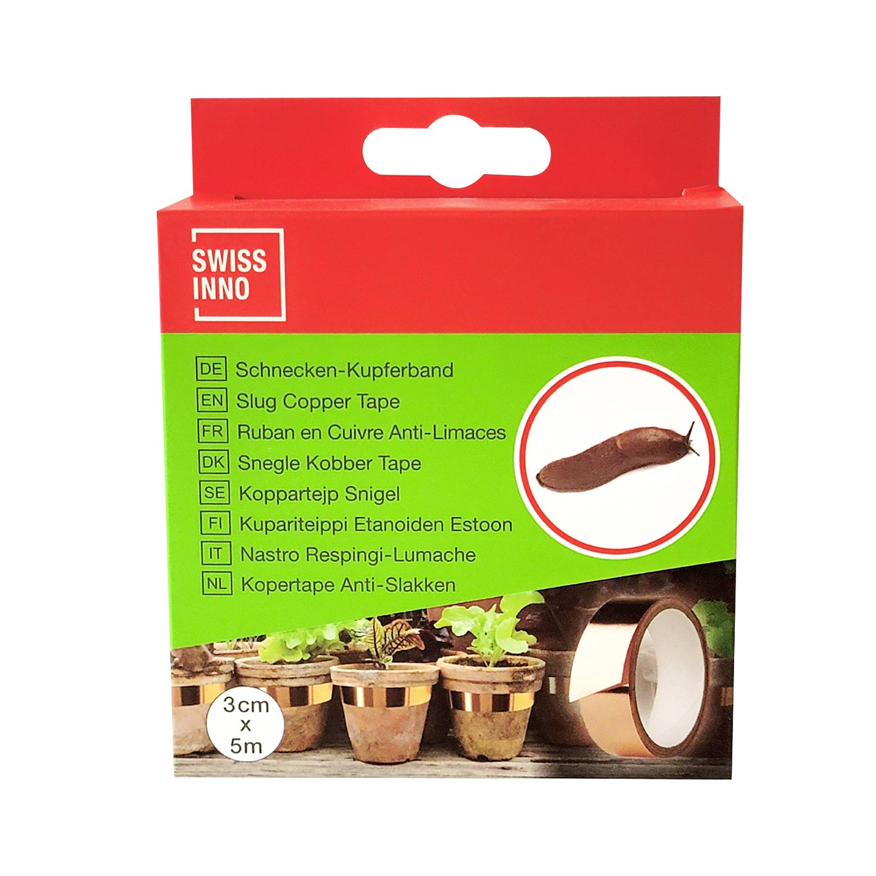Swissinno selbstklebendes Kupferband 3cm x 5m Schneckenabwehr Funktionsart Klebefolie 1St.