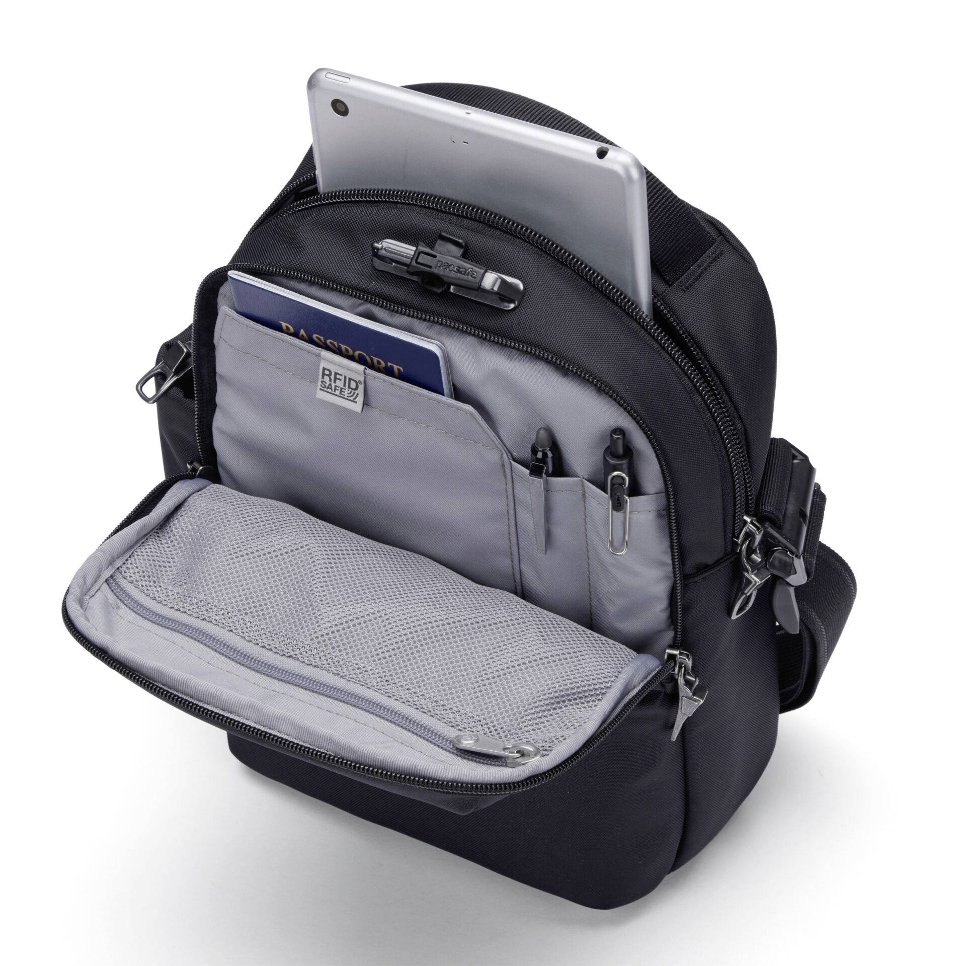 Pacsafe Notebook Tasche V Tour Crossbody schwarz Passend für maximal: 27,9cm (11") Schwarz