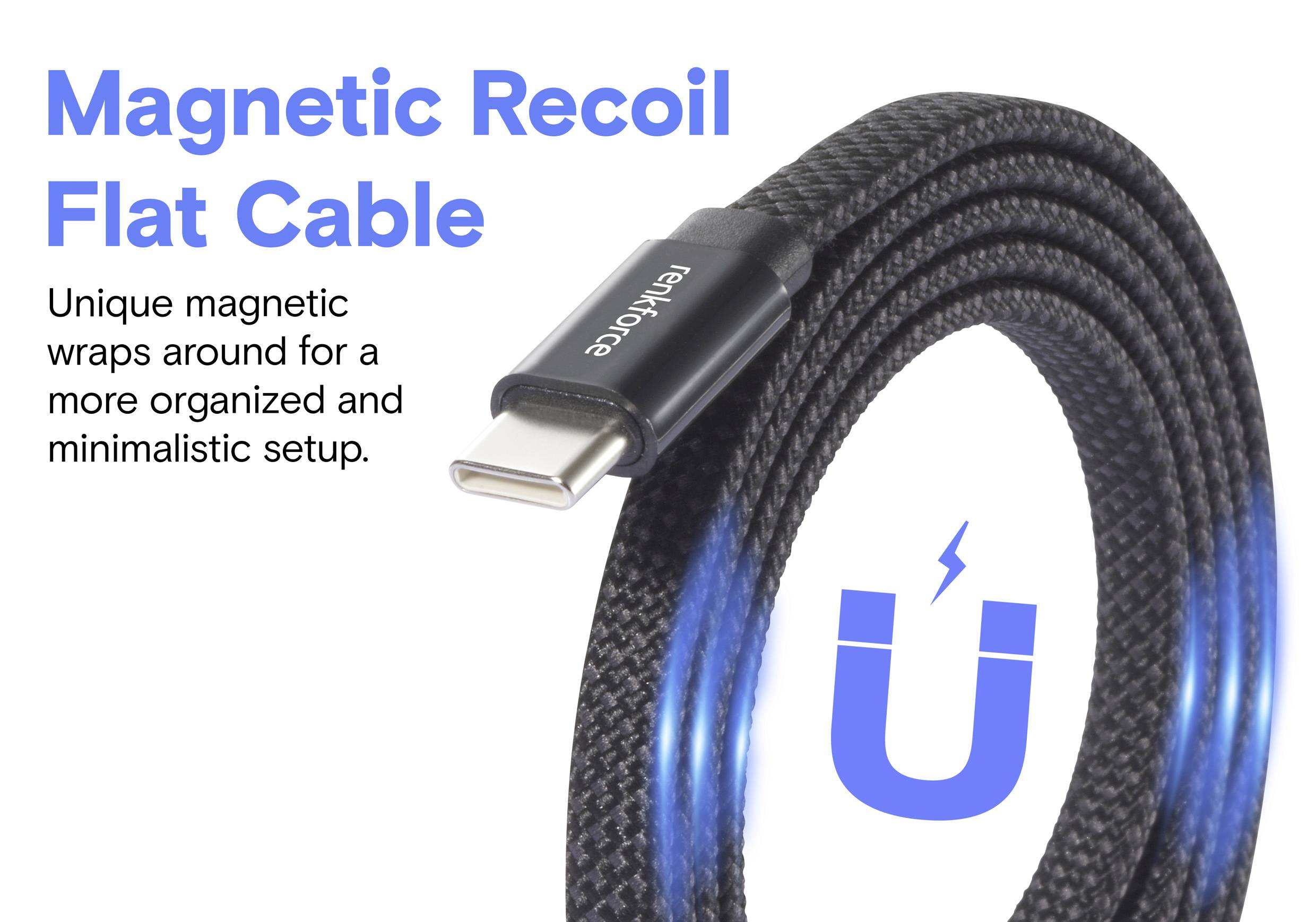 Renkforce USB-Kabel USB 2.0 USB-C® Stecker, USB-C® Stecker 1.00m Schwarz mit magnetischer Aufwicklung RF-6871988