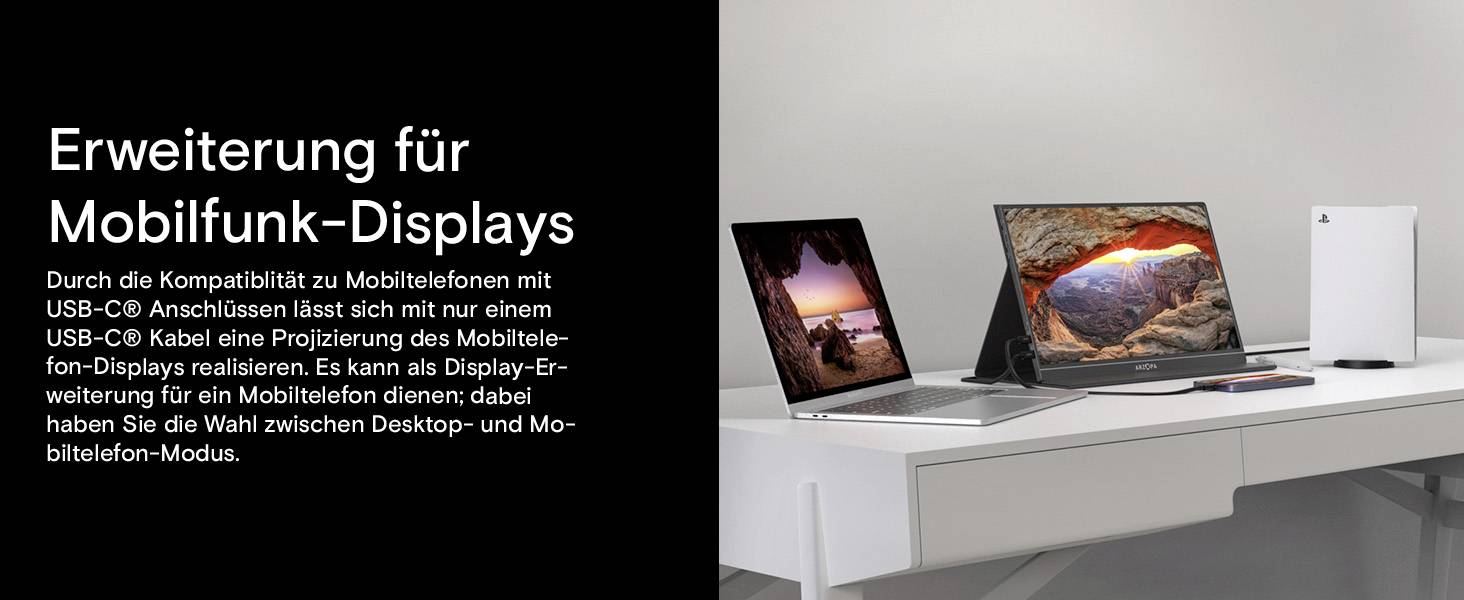 Arzopa S1 Table Portabler Monitor EEK A (A - G) 39.6cm (15.6 Zoll) 1920 x 1080 Pixel 16:9 25 ms HDMI®, USB-C®, USB-A (Host) IPS