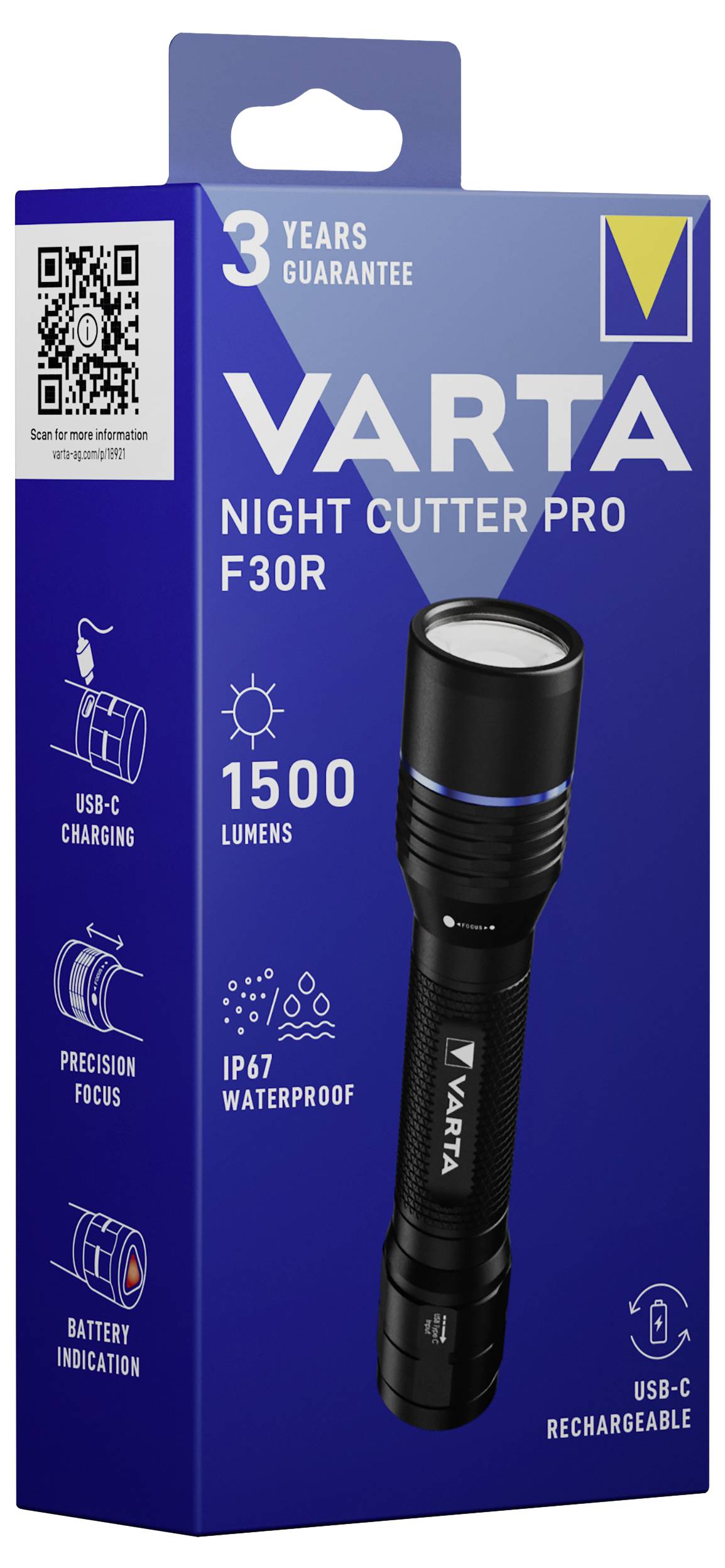 Varta Night Cutter Pro F30R Rech. Box 18921101111 Taschenlampe 1500lm 261g