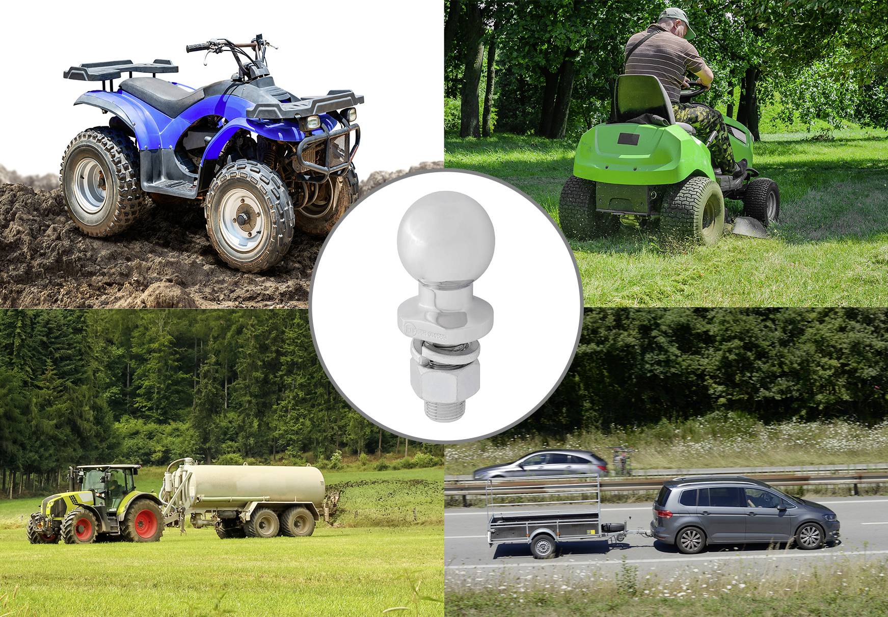 IWH Kupplungskugel Zulässige Stützlast=2000kg 50mm Silver Steel50