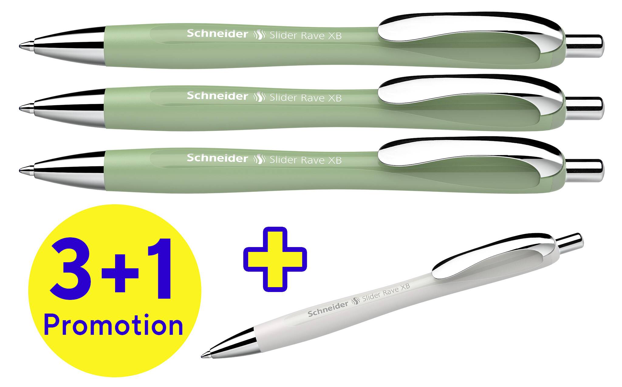 Schneider Schreibgeräte Slider Rave XB Trend 25, Box 4 Stück sortiert 132664 Kugelschreiber Schreibfarbe: Blau 4 St.