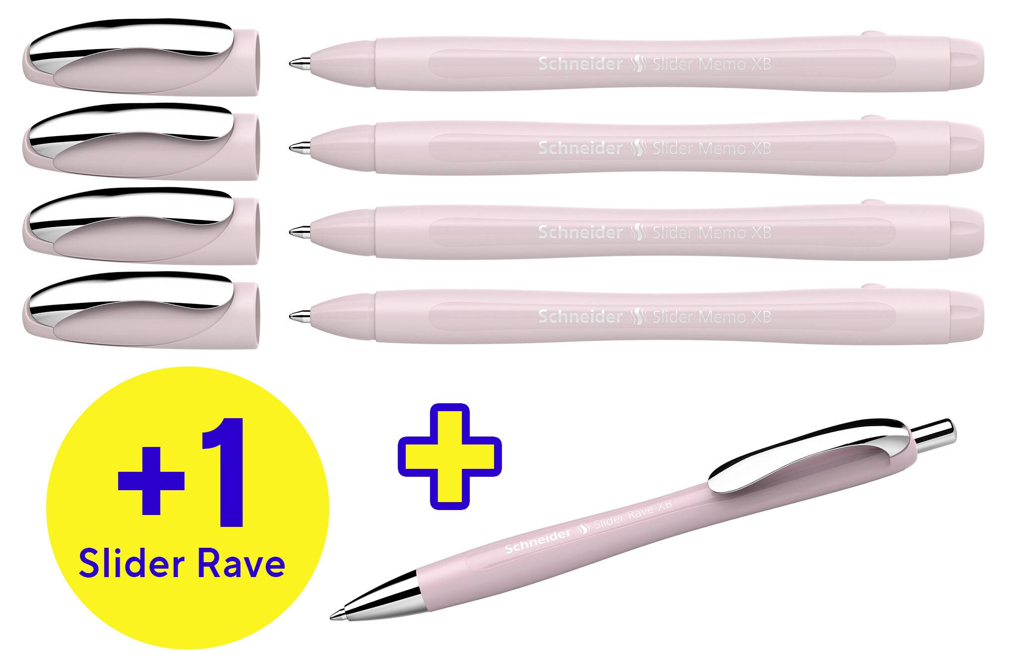 Schneider Schreibgeräte Etui 4x Memo + 1x Rave pearl 150235 Kugelschreiber Schreibfarbe: Blau 5St.