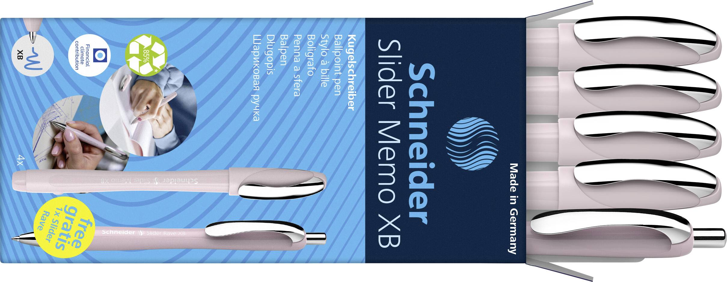 Schneider Schreibgeräte Etui 4x Memo + 1x Rave pearl 150235 Kugelschreiber Schreibfarbe: Blau 5 St.