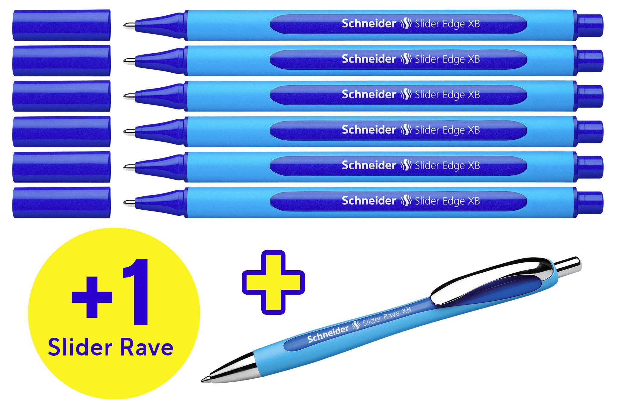 Schneider Schreibgeräte 6x Slider Edge XB + 1x Slider Rave XB blau 152257 Kugelschreiber Schreibfarbe: Blau 7St.