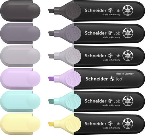 Schneider Schreibgeräte Textmarker Textmarker Job Pastell (grau) Karton-Etui 6 Stück sortiert 11509