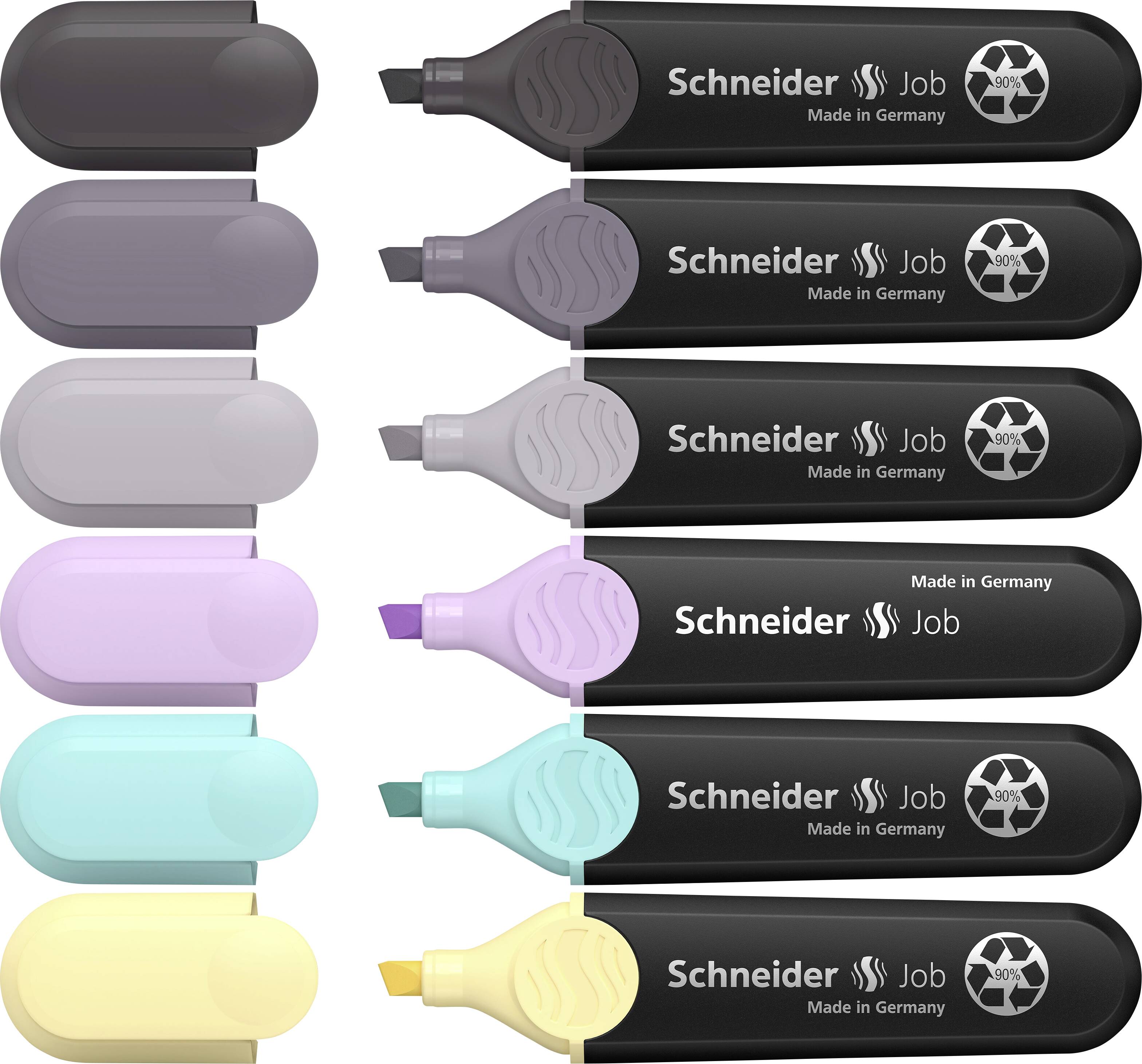 Schneider Schreibgeräte Textmarker Textmarker Job Pastell (grau) Karton-Etui 6 Stück sortiert 11509
