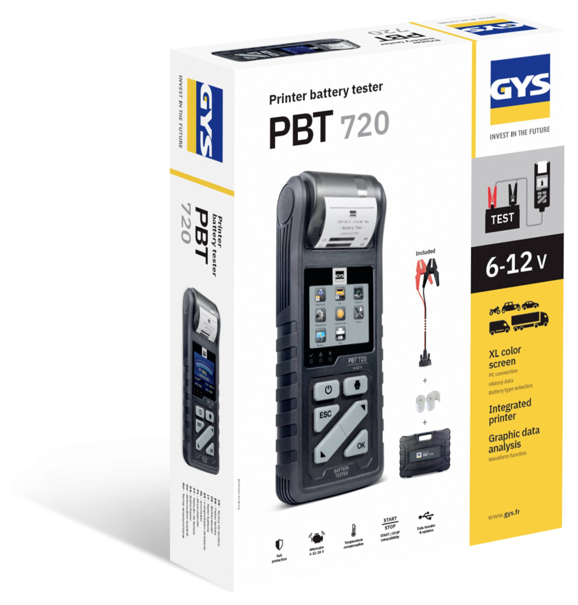 GYS BATTERIETESTER PBT720 - START/STOP Kfz-Batterietester 26 cm x 10.5 cm x 5 mm