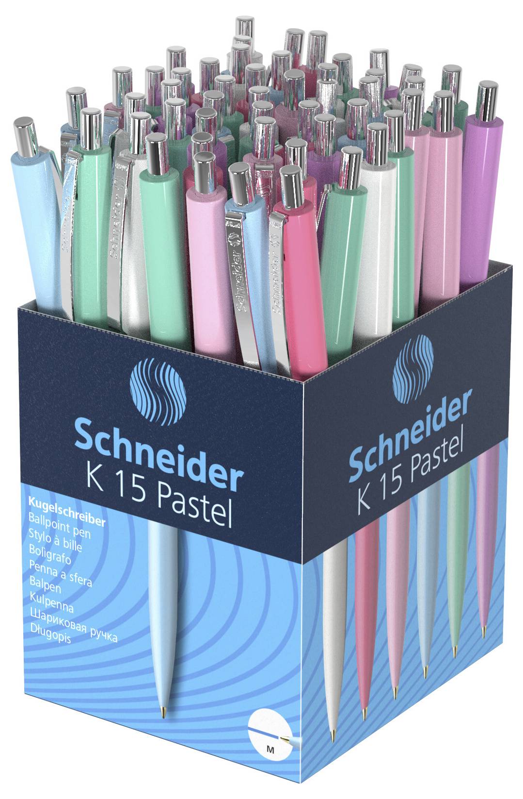 Schneider Schreibgeräte K15 Pastell sortiert mit 6 Farbvarianten, Mine 770 M blau 130840 Kugelschreiber Schreibfarbe: Blau 50 St.