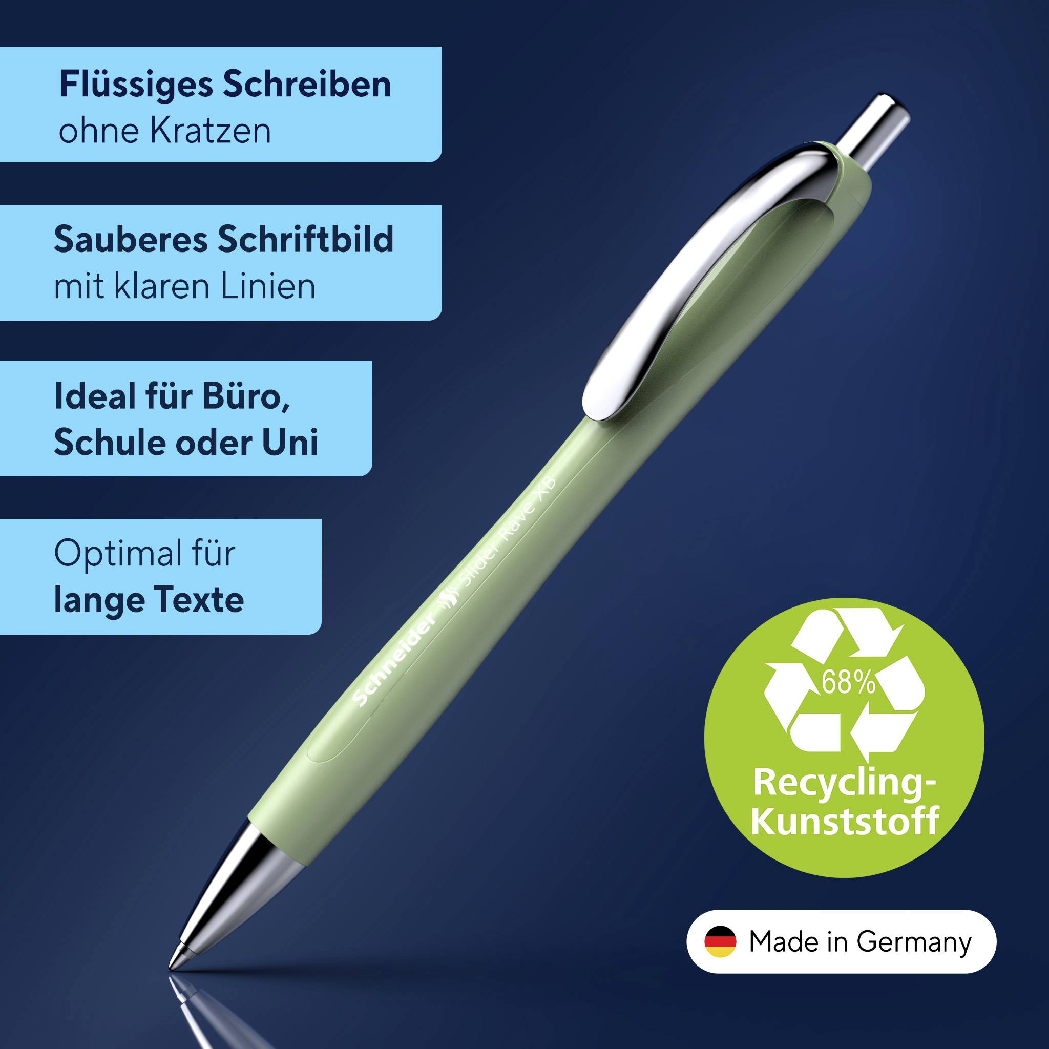 Schneider Schreibgeräte Slider Rave organic green, Mine Slider 755 XB blau 132544 Kugelschreiber Schreibfarbe: Blau 1St.