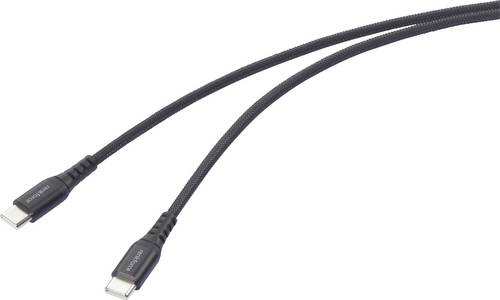 Renkforce USB-Kabel USB 2.0 USB-C® Stecker, USB-C® Stecker 1.00 m Schwarz hochflexibel, Extrem robu