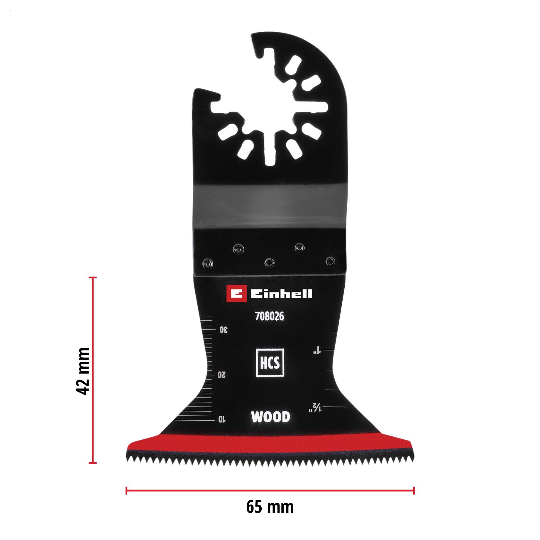 Oszillierendes Sägeblatt für Holz, 42 mm x 65 mm, mit HCS-Kennzeichnung und Zahnung für präzise Holzarbeiten.