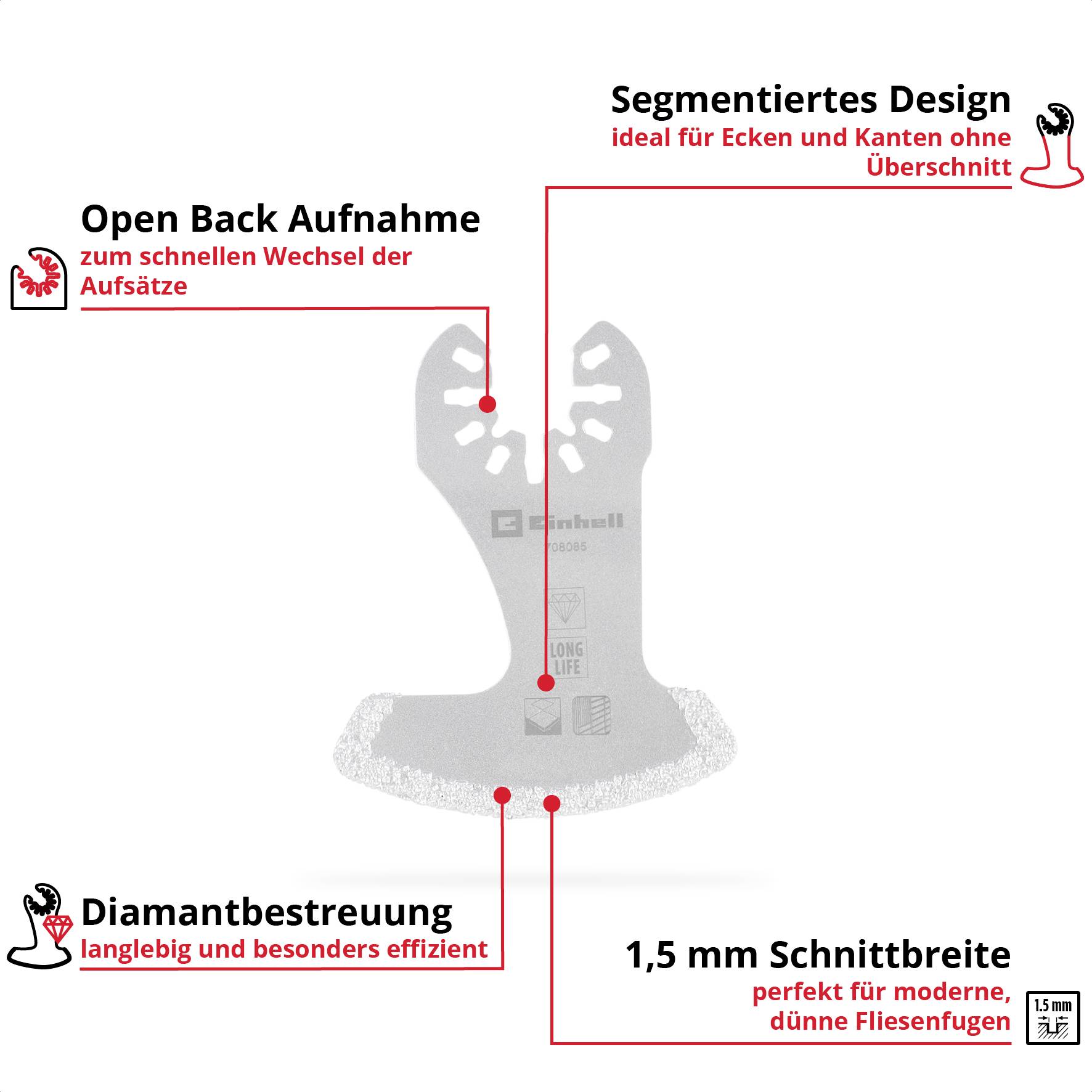 Einhell 708085 Segmentmesser DIA 57mm Diamant Sägeblatt 57mm 1St.
