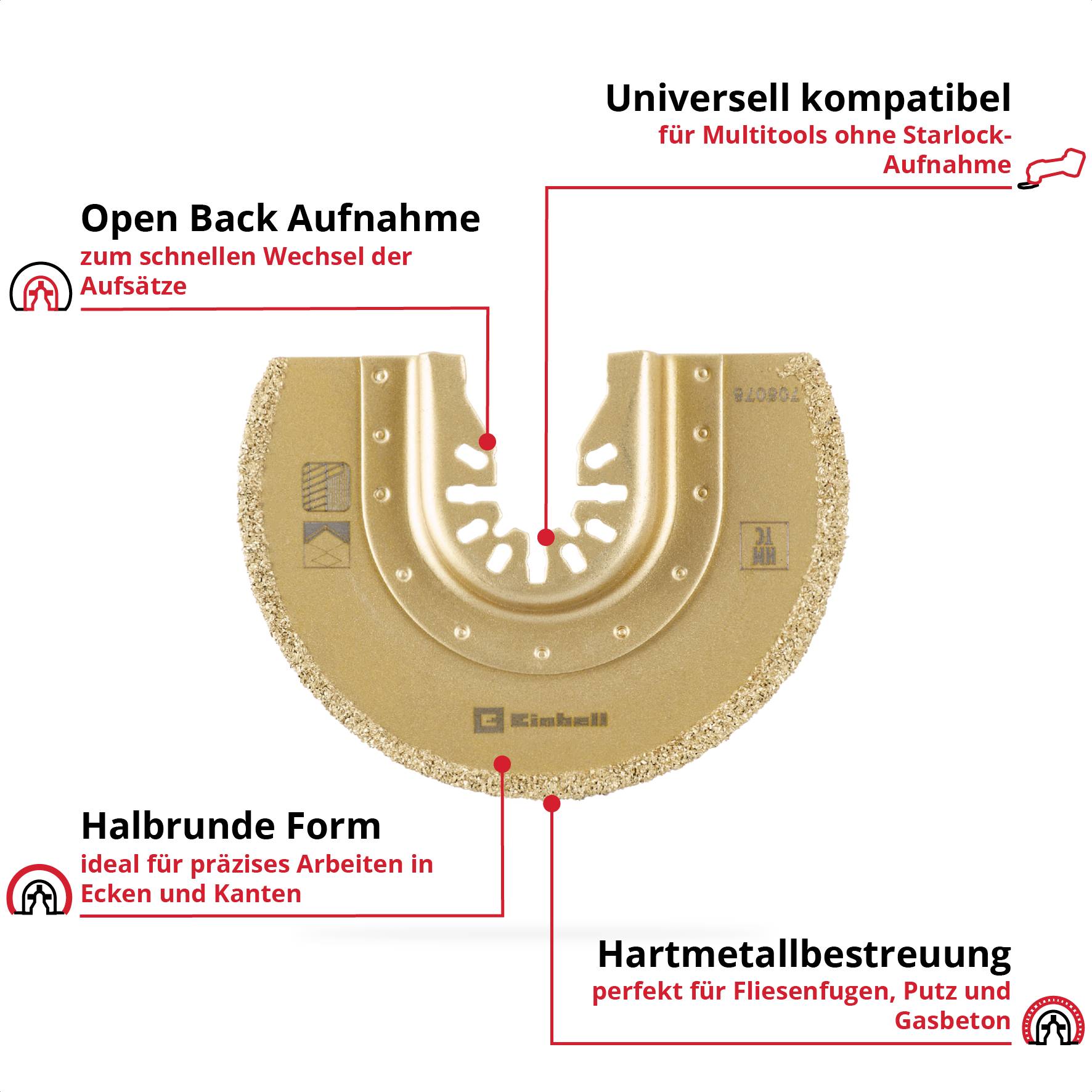 Einhell 708078 Sägeblatt halbrund HM, 87mm Hartmetall, HCS Sägeblatt 87mm 1St.