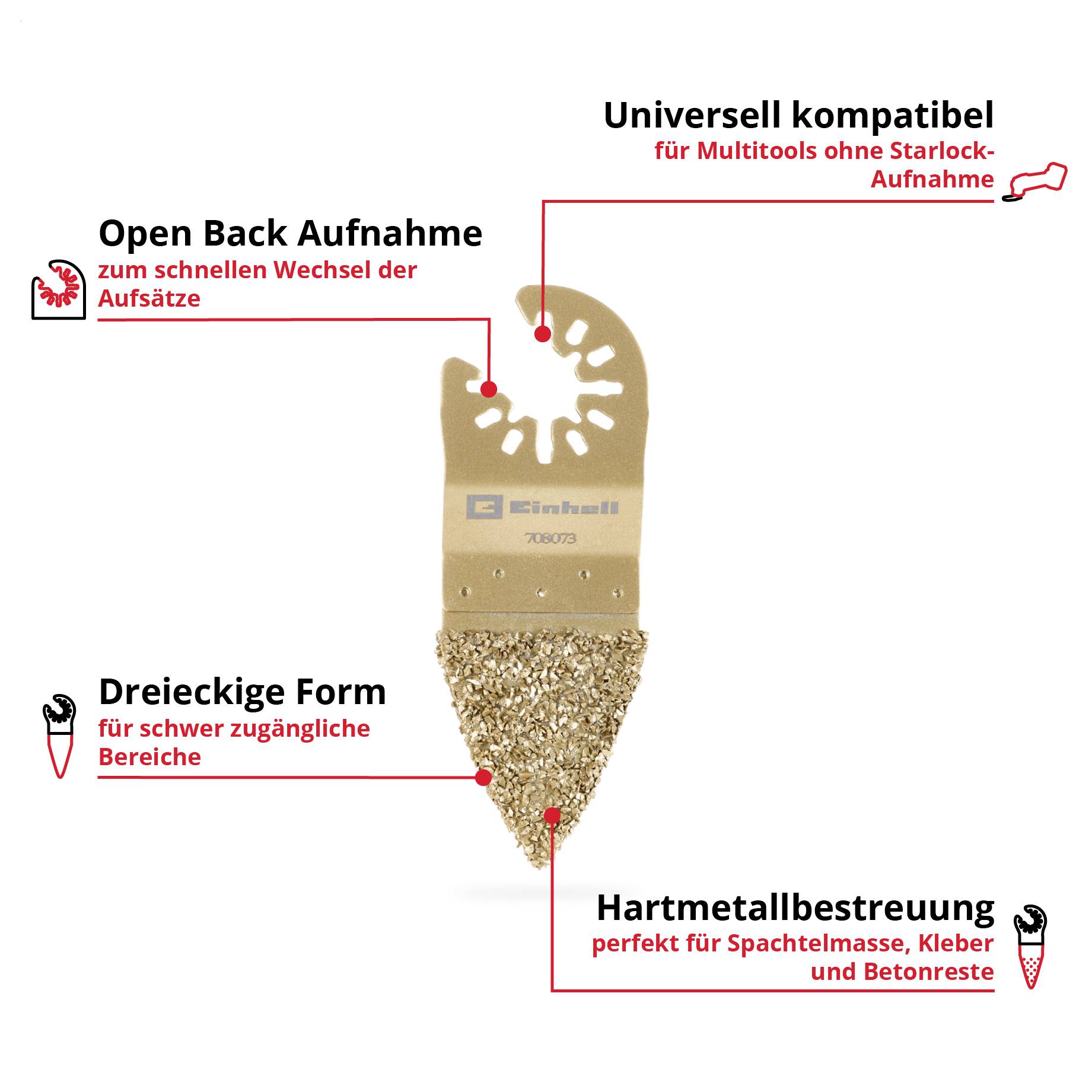 Sägeblatt mit Hartmetallbesetzung, dreieckige Form für schwierige Bereiche; universell kompatibel für Multitools ohne Starlock.