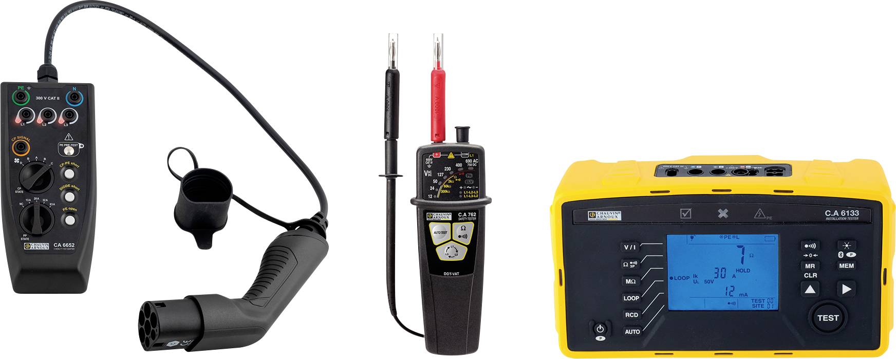Chauvin Arnoux EVSE-SET CA 6652 + CA 6133 + CA 762 IP2X Installationstester-Set, VDE-Prüfgeräte-Set VDE-Norm 0100, 0105